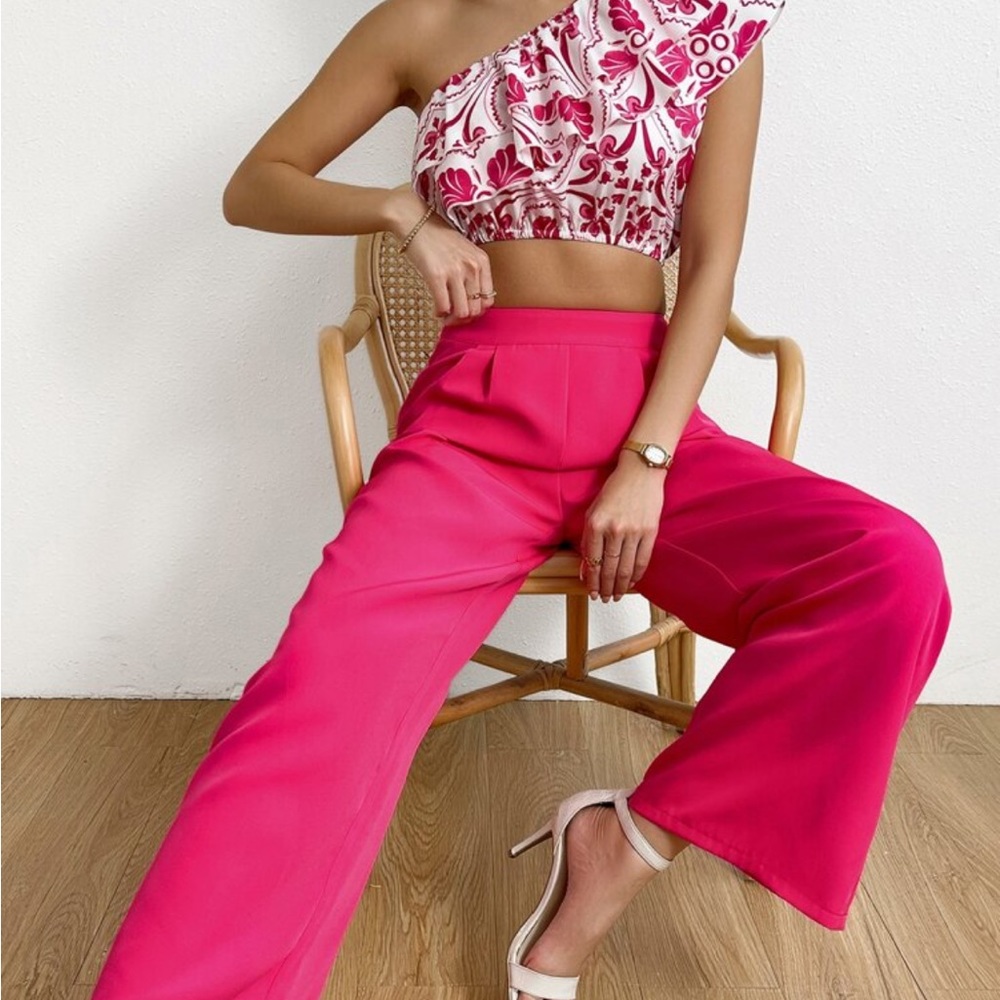 COPY - Hot pink floral top and bottoms set